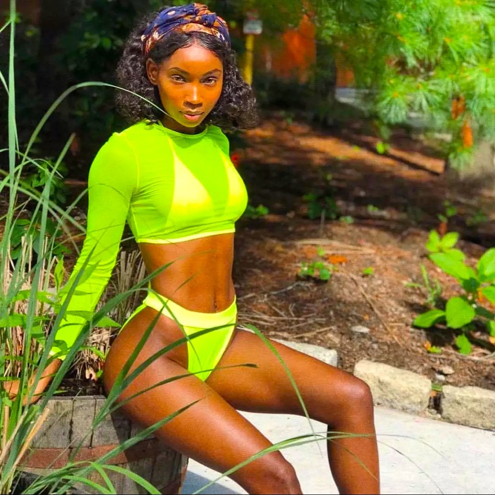 Neon Green 3 Piece Bathing Suit